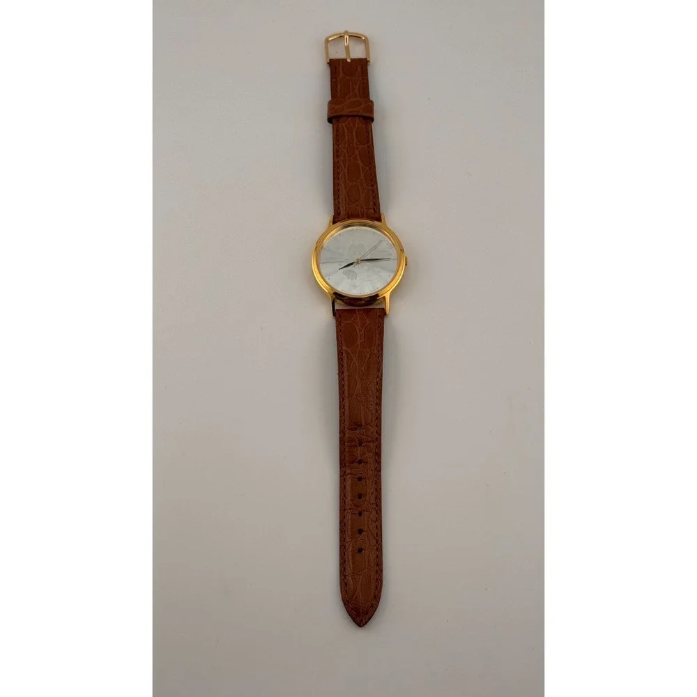 Vintage Mickey Mouse Watch Gold Tone‎ Lorus Seiko Quartz Disney Holograph